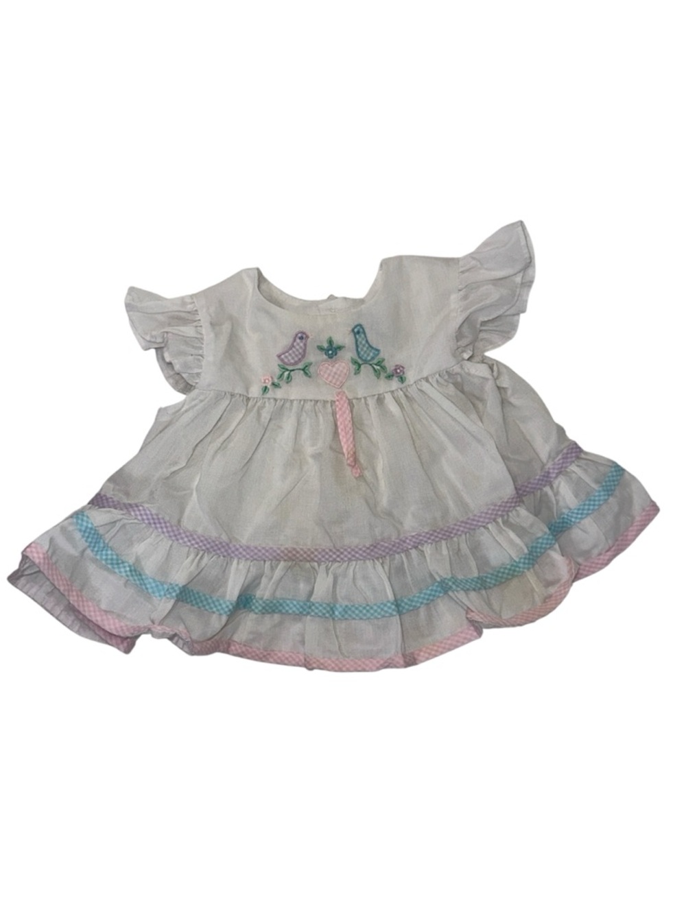 Vintage Baby Togs Toddler Top 24 Months Embroidered Birds Ruffle Tiered Blouse